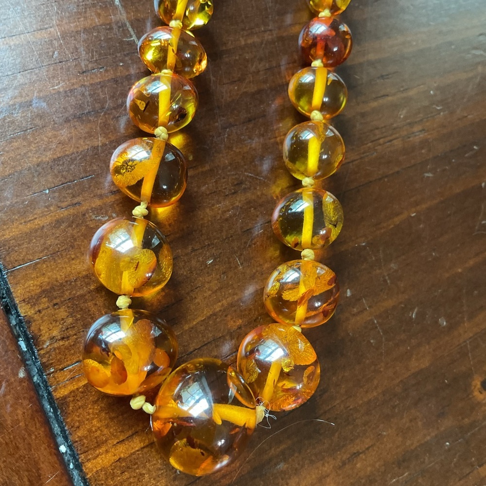 Vintage Long Baltic Amber Cognac Graduated Bead Necklace 29” - Picture 8 of 14